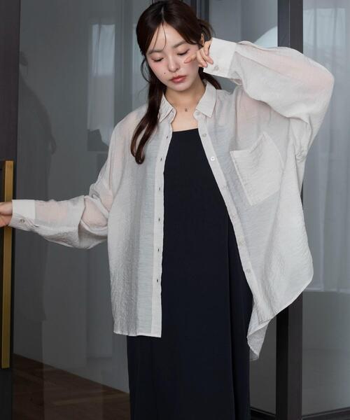 WEGO（ウィゴー）の「WEGO/【26年春夏新作】シアーシャツ（シャツ/ブラウス・レディース・ホワイト/ブラック/ダークブラウン/ピンク/グレー系その他・FREE）」の15枚目の写真