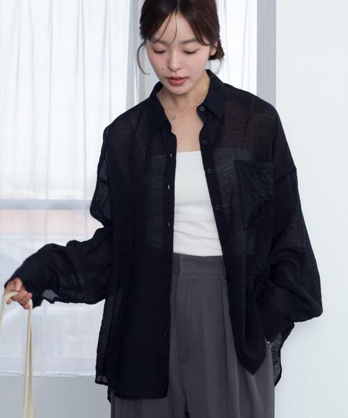 WEGO（ウィゴー）の「WEGO/【26年春夏新作】シアーシャツ（シャツ/ブラウス・レディース・ホワイト/ブラック/ダークブラウン/ピンク/グレー系その他・FREE）」の21枚目の写真