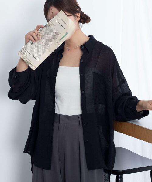 WEGO（ウィゴー）の「WEGO/【26年春夏新作】シアーシャツ（シャツ/ブラウス・レディース・ホワイト/ブラック/ダークブラウン/ピンク/グレー系その他・FREE）」の19枚目の写真