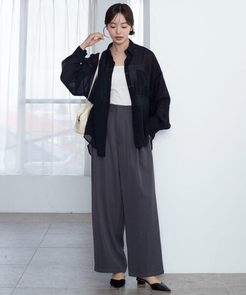 WEGO（ウィゴー）の「WEGO/【26年春夏新作】シアーシャツ（シャツ/ブラウス・レディース・ホワイト/ブラック/ダークブラウン/ピンク/グレー系その他・FREE）」の18枚目の写真