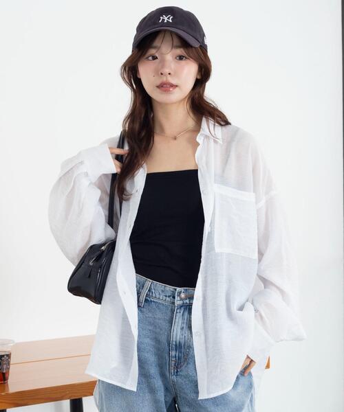 WEGO(ウィゴー)の「WEGO/【26年春夏新作】シアーシャツ(シャツ/ブラウス・レディース・ホワイト/ブラック/ダークブラウン/ピンク/グレー系その他・FREE)」の6枚目の写真