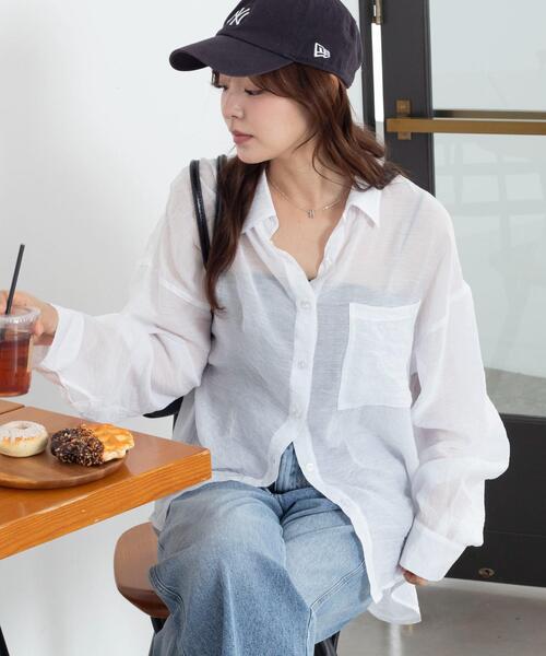 WEGO(ウィゴー)の「WEGO/【26年春夏新作】シアーシャツ(シャツ/ブラウス・レディース・ホワイト/ブラック/ダークブラウン/ピンク/グレー系その他・FREE)」の8枚目の写真