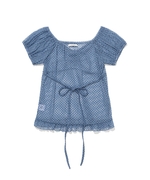 UGLY SHADOW(アグリーシャドウ)の「DOT SHIRRING BLOUSE(BLUE)(Tシャツ/カットソー・レディース・その他・FREE)」の4枚目の写真