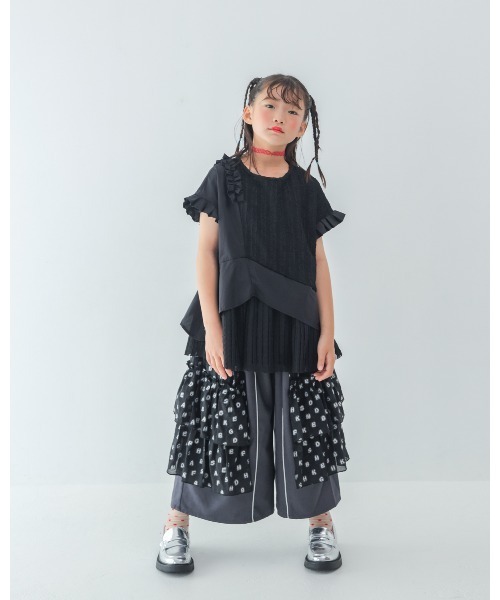 unica(ユニカ)の「alphabetオーガンジースカートパンツ(その他パンツ・キッズ・ネイビー/チャコールグレー×ブラック/ライトブルー・XL/L)」の6枚目の写真