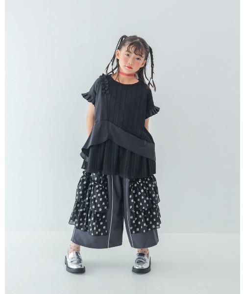 unica(ユニカ)の「alphabetオーガンジースカートパンツ(その他パンツ・キッズ・ネイビー/チャコールグレー×ブラック/ライトブルー・XL/L)」の7枚目の写真