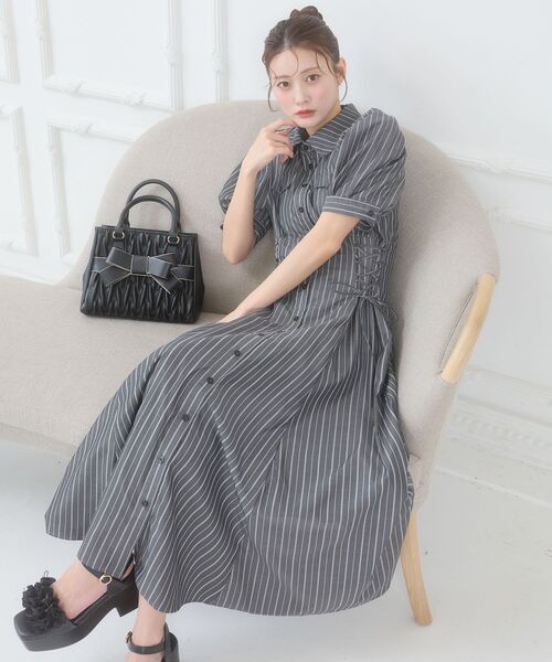 MAJESTIC LEGON（マジェスティックレゴン）の「サイドレースアップシャツワンピース（シャツワンピース・レディース・ブラック/ブラック系その他/ブラック系その他2・LARGE/X-SMALL/MEDIUM/SMALL）」の14枚目の写真