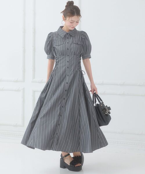 MAJESTIC LEGON（マジェスティックレゴン）の「サイドレースアップシャツワンピース（シャツワンピース・レディース・ブラック/ブラック系その他/ブラック系その他2・LARGE/X-SMALL/MEDIUM/SMALL）」の15枚目の写真