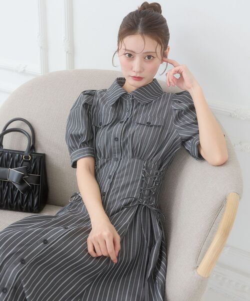 MAJESTIC LEGON（マジェスティックレゴン）の「サイドレースアップシャツワンピース（シャツワンピース・レディース・ブラック/ブラック系その他/ブラック系その他2・LARGE/X-SMALL/MEDIUM/SMALL）」の17枚目の写真