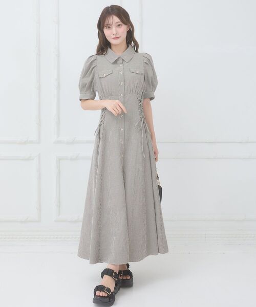 MAJESTIC LEGON(マジェスティックレゴン)の「サイドレースアップシャツワンピース(シャツワンピース・レディース・ブラック/ブラック系その他/ブラック系その他2/ホワイト系その他/ホワイト系その他2・LARGE/X-SMALL/MEDIUM/SMALL)」の12枚目の写真
