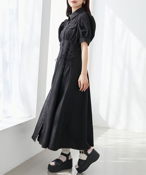 MAJESTIC LEGON（マジェスティックレゴン）の「サイドレースアップシャツワンピース（シャツワンピース・レディース・ブラック/ブラック系その他/ブラック系その他2/ホワイト系その他/ホワイト系その他2・LARGE/X-SMALL/MEDIUM/SMALL）」の13枚目の写真