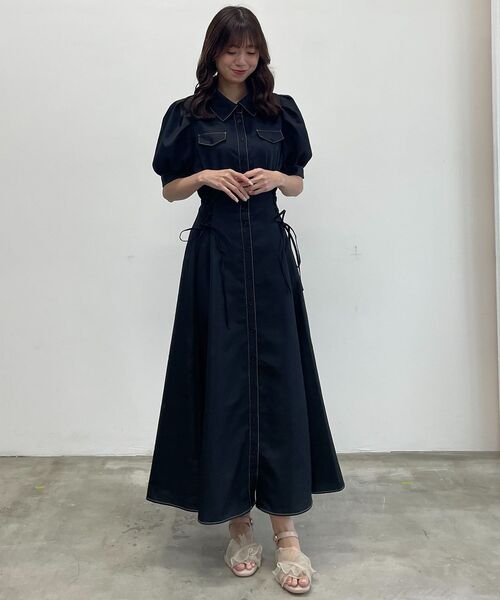 MAJESTIC LEGON（マジェスティックレゴン）の「サイドレースアップシャツワンピース（シャツワンピース・レディース・ブラック/ブラック系その他/ブラック系その他2/ホワイト系その他/ホワイト系その他2・LARGE/X-SMALL/MEDIUM/SMALL）」の18枚目の写真