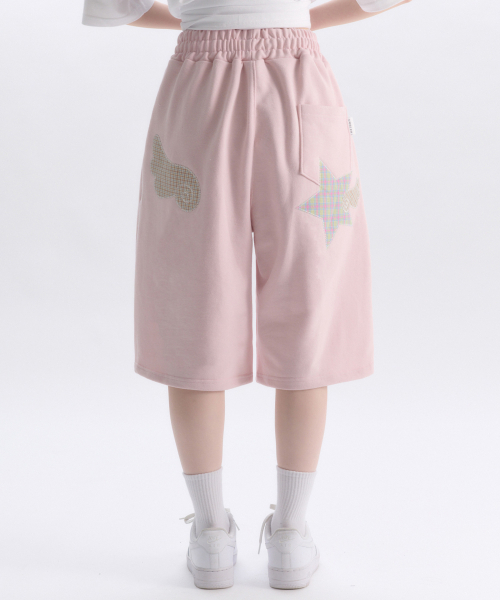 ambler(エムブラー)の「エンジェルスター パッチ バermudaパンツ バーミューダ ワンタック スウェット ショートパンツ ASP901 (ピンク)(その他パンツ・レディース・その他・MEDIUM/LARGE)」の1枚目の写真