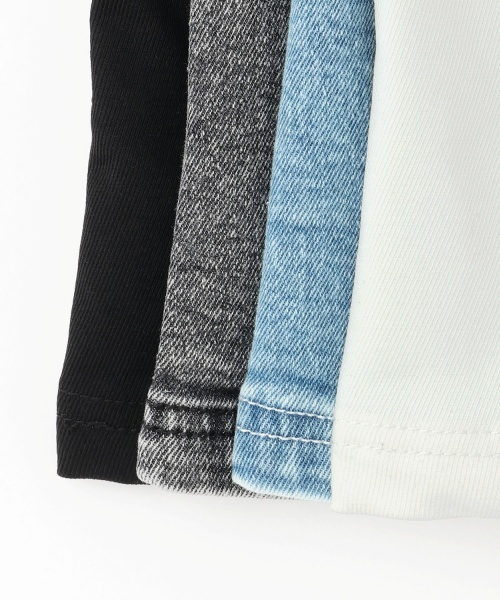 PINK-latte（ピンクラテ）の「ラインストレッチ台形スカート（スカート・キッズ・オフホワイト/グレー/ブラック/サックスブルー・130cm/140cm/120cm/150cm/160cm）」の9枚目の写真