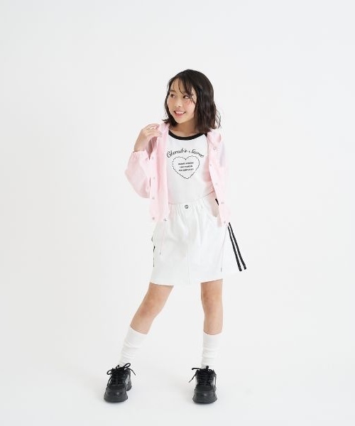 PINK-latte（ピンクラテ）の「ラインストレッチ台形スカート（スカート・キッズ・オフホワイト/グレー/ブラック/サックスブルー・130cm/140cm/120cm/150cm/160cm）」の20枚目の写真