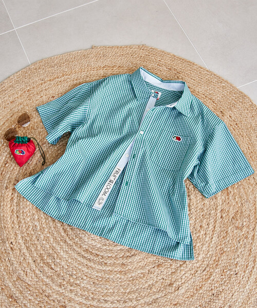 FREAK'S STORE(フリークスストア)の「FRUIT OF THE LOOM × FREAK'S STORE/フルーツオブザルーム 別注 マルチストライプ半袖ショートシャツ(シャツ/ブラウス・レディース・サックスブルー/ブラック/ターコイズブルー/グレー/パープル/オレンジ/グリーン/コーラルピンク・フリ-)」の4枚目の写真