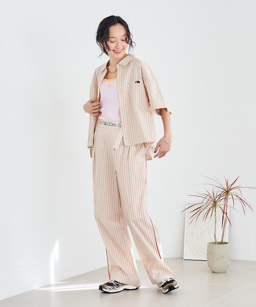 FREAK'S STORE(フリークスストア)の「FRUIT OF THE LOOM × FREAK'S STORE/フルーツオブザルーム 別注 マルチストライプ半袖ショートシャツ(シャツ/ブラウス・レディース・サックスブルー/ブラック/ターコイズブルー/グレー/パープル/オレンジ/グリーン/コーラルピンク・フリ-)」の19枚目の写真