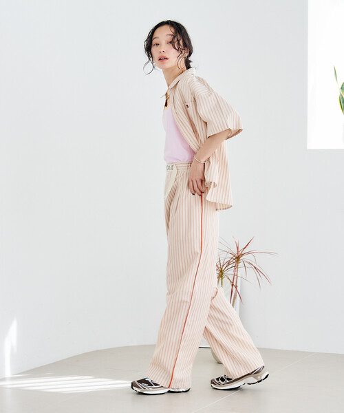 FREAK'S STORE(フリークスストア)の「FRUIT OF THE LOOM × FREAK'S STORE/フルーツオブザルーム 別注 マルチストライプ半袖ショートシャツ(シャツ/ブラウス・レディース・サックスブルー/ブラック/ターコイズブルー/グレー/パープル/オレンジ/グリーン/コーラルピンク・フリ-)」の22枚目の写真