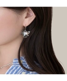 【Agaro】No.508 アシンメトリー クリアドロップフラワーピアス(MA)