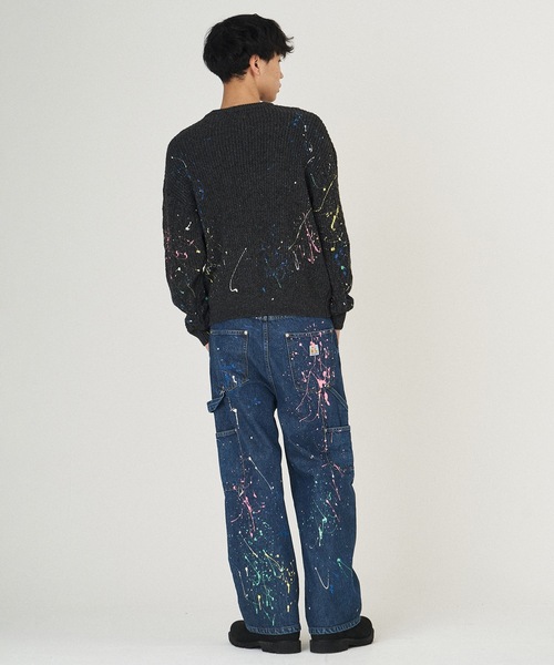 DISCOVERED（ディスカバード）の「CABLE PAINT KNIT（ニット/セーター・メンズ・ブラック/ベージュ・1/3）」の4枚目の写真