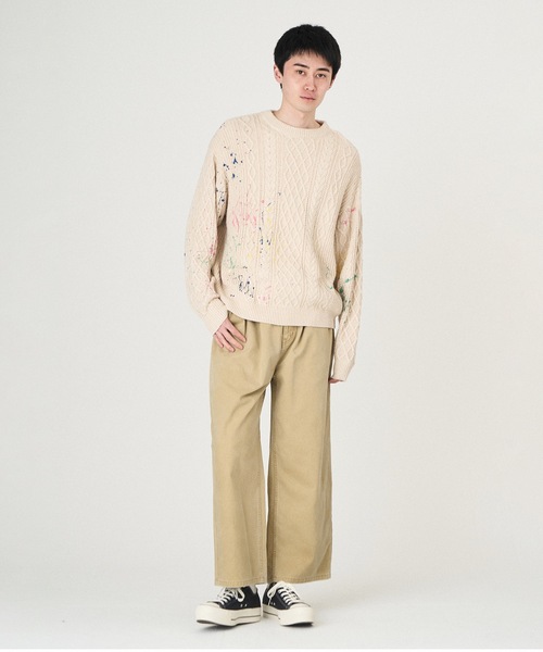 DISCOVERED（ディスカバード）の「CABLE PAINT KNIT（ニット/セーター・メンズ・ブラック/ベージュ・1/3）」の6枚目の写真