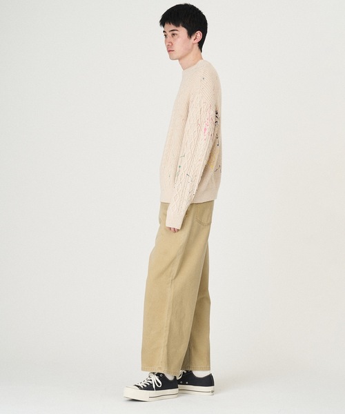 DISCOVERED（ディスカバード）の「CABLE PAINT KNIT（ニット/セーター・メンズ・ブラック/ベージュ・1/3）」の7枚目の写真