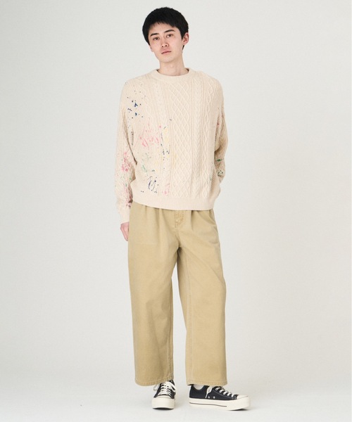 DISCOVERED（ディスカバード）の「CABLE PAINT KNIT（ニット/セーター・メンズ・ブラック/ベージュ・1/3）」の9枚目の写真