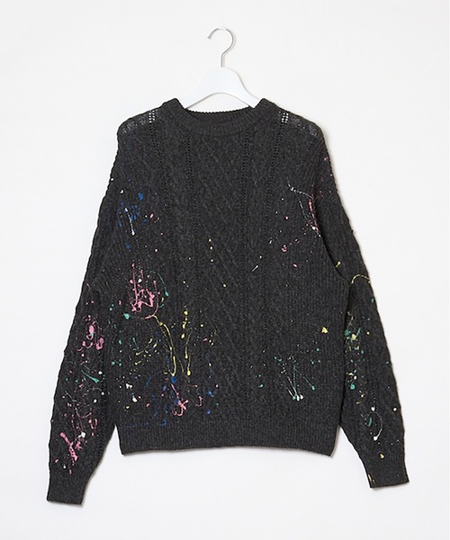 DISCOVERED（ディスカバード）の「CABLE PAINT KNIT（ニット/セーター・メンズ・ブラック/ベージュ・1/3）」の12枚目の写真
