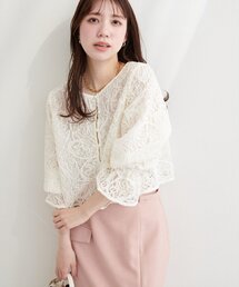 コード刺繍レースブラウス
