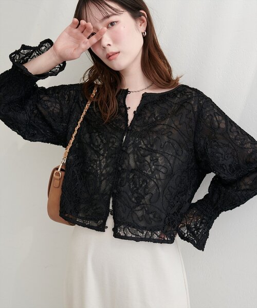 natural couture(ナチュラルクチュール)の「コード刺繍レースブラウス(シャツ/ブラウス・レディース・オフホワイト/ブラック・FREE)」の11枚目の写真