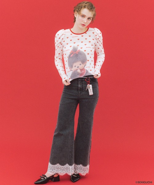 Heather（ヘザー）の「【モンチッチ×Heather】ハートシアーTEE　659562（Tシャツ/カットソー・レディース・レッド/ブラック・FREE）」の7枚目の写真