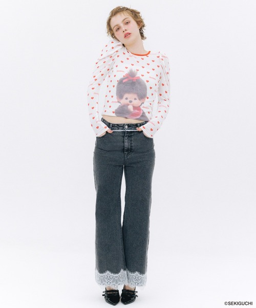 Heather（ヘザー）の「【モンチッチ×Heather】ハートシアーTEE　659562（Tシャツ/カットソー・レディース・レッド/ブラック・FREE）」の10枚目の写真