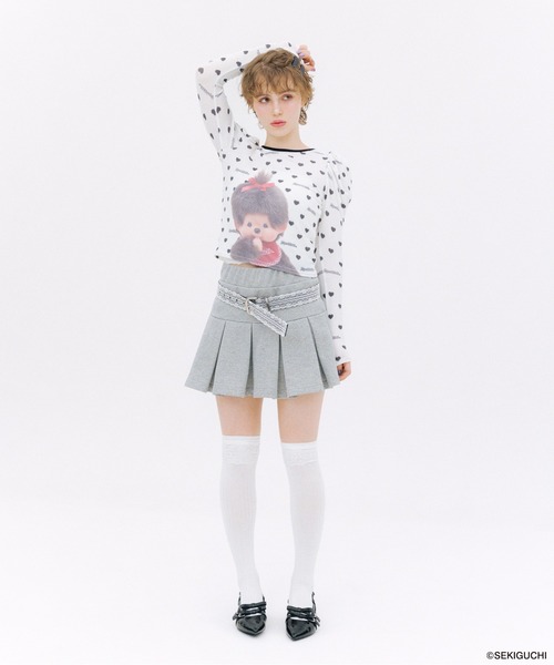Heather（ヘザー）の「【モンチッチ×Heather】ハートシアーTEE　659562（Tシャツ/カットソー・レディース・レッド/ブラック・FREE）」の5枚目の写真