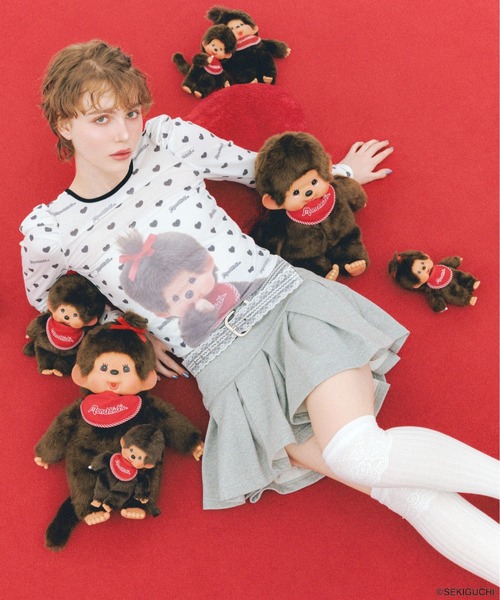 Heather（ヘザー）の「【モンチッチ×Heather】ハートシアーTEE　659562（Tシャツ/カットソー・レディース・レッド/ブラック・FREE）」の3枚目の写真