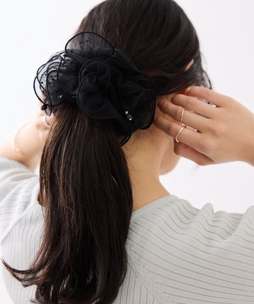 VIS（ビス）の「シアードットボリュームシュシュ（シュシュ・レディース・ホワイト/ブラック・FREE）」の8枚目の写真