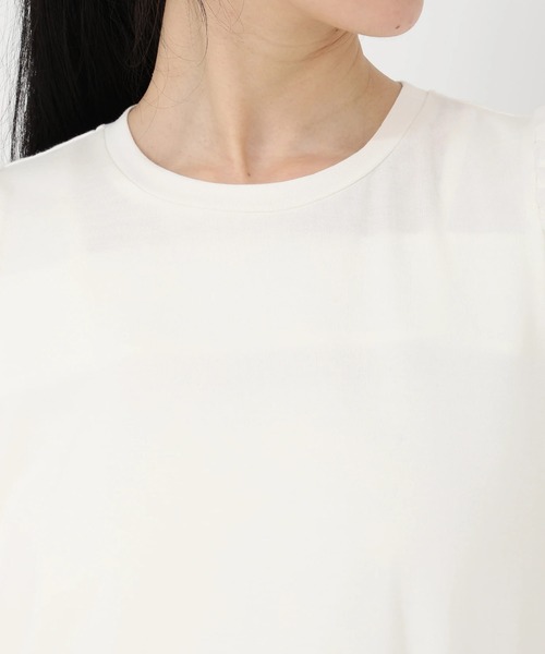 STRAWBERRY-FIELDS(ストロベリーフィールズ)の「トルファン天竺_シアーパフスリーブ(Tシャツ/カットソー・レディース・ブラック/オフホワイト/ピンク・2)」の9枚目の写真