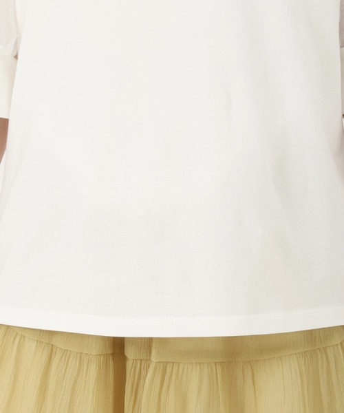 STRAWBERRY-FIELDS(ストロベリーフィールズ)の「トルファン天竺_シアーパフスリーブ(Tシャツ/カットソー・レディース・ブラック/オフホワイト/ピンク・2)」の6枚目の写真