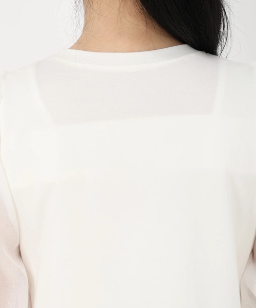 STRAWBERRY-FIELDS(ストロベリーフィールズ)の「トルファン天竺_シアーパフスリーブ(Tシャツ/カットソー・レディース・ブラック/オフホワイト/ピンク・2)」の8枚目の写真