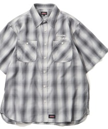 【GENUINE DICKIES/ジェニュインディッキーズ】T/Cブロードオンブレチェックワーク半袖シャツ