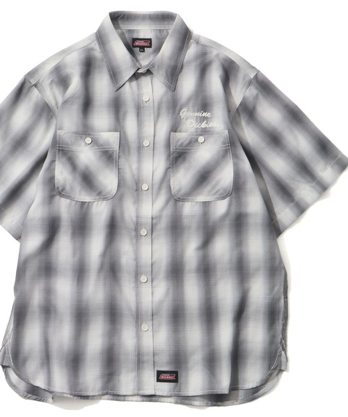 Dickies(ディッキーズ)の「【GENUINE DICKIES/ジェニュインディッキーズ】T/Cブロードオンブレチェックワーク半袖シャツ(シャツ/ブラウス・メンズ・ブラック/ホワイト・M/L/XL)」の2枚目の写真