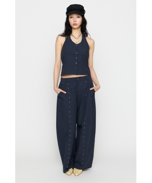 LAGUA GEM(ラグアジェム)の「GINGHAM CHECK HALTER トップス(キャミソール・レディース・ブラック/ネイビー・FREE)」の9枚目の写真