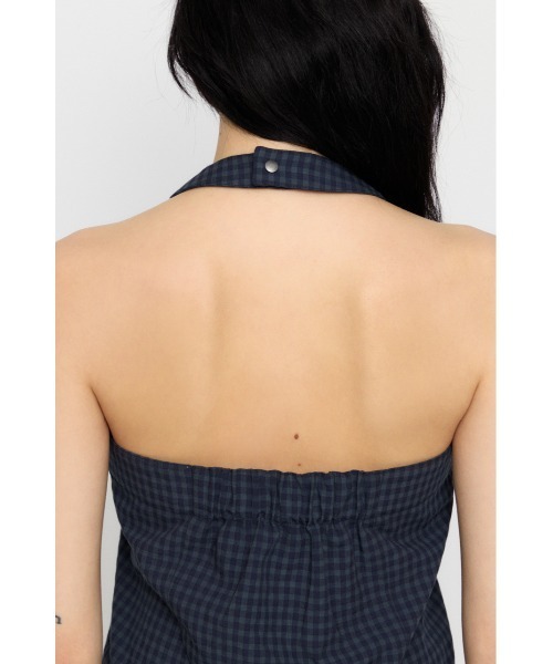 LAGUA GEM(ラグアジェム)の「GINGHAM CHECK HALTER トップス(キャミソール・レディース・ブラック/ネイビー・FREE)」の13枚目の写真