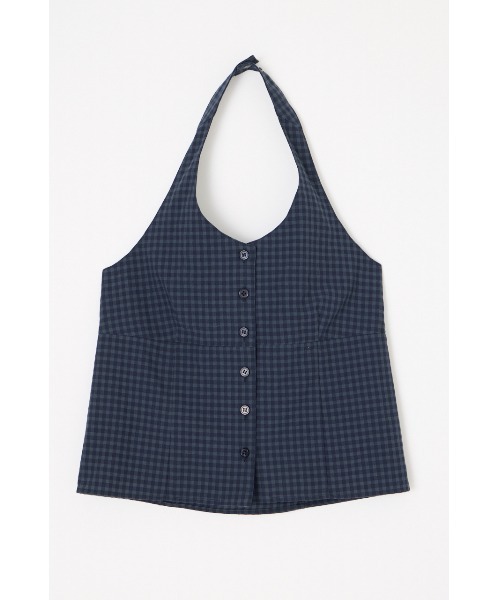 LAGUA GEM(ラグアジェム)の「GINGHAM CHECK HALTER トップス(キャミソール・レディース・ブラック/ネイビー・FREE)」の14枚目の写真