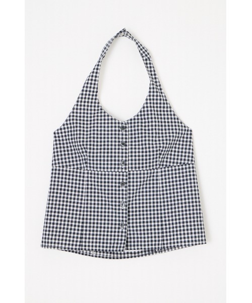 LAGUA GEM(ラグアジェム)の「GINGHAM CHECK HALTER トップス(キャミソール・レディース・ブラック/ネイビー・FREE)」の6枚目の写真
