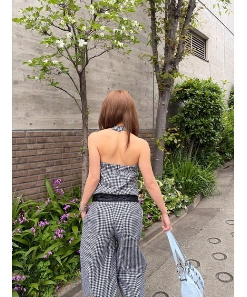 LAGUA GEM(ラグアジェム)の「GINGHAM CHECK HALTER トップス(キャミソール・レディース・ブラック/ネイビー・FREE)」の19枚目の写真