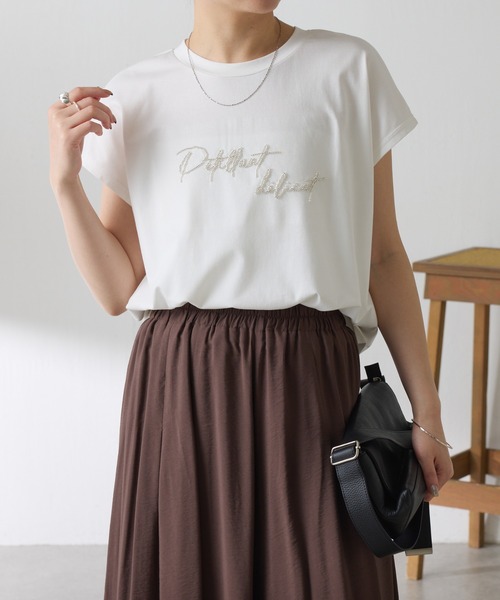 COLLAGE GALLARDAGALANTE(コラージュガリャルダガランテ)の「ミニビーズロゴフレンチTシャツ(Tシャツ/カットソー・レディース・オフホワイト/ピンク/ブラック・FREE)」の17枚目の写真