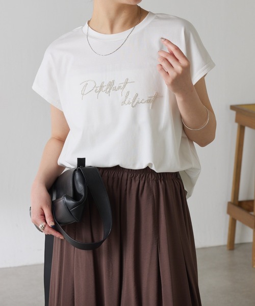 COLLAGE GALLARDAGALANTE(コラージュガリャルダガランテ)の「ミニビーズロゴフレンチTシャツ(Tシャツ/カットソー・レディース・オフホワイト/ピンク/ブラック・FREE)」の21枚目の写真