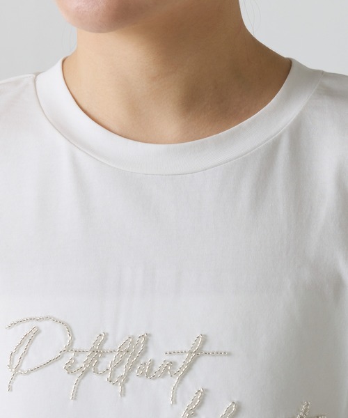 COLLAGE GALLARDAGALANTE(コラージュガリャルダガランテ)の「ミニビーズロゴフレンチTシャツ(Tシャツ/カットソー・レディース・オフホワイト/ピンク/ブラック・FREE)」の11枚目の写真