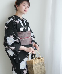 浴衣 単品 utatane ブルーと鉄紺の桔梗影絵（浴衣）｜utatane