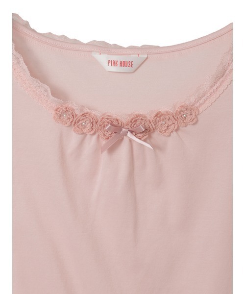PINK HOUSE（ピンクハウス）の「フラワーモチーフ付きキャミソール（キャミソール・レディース・ブラック/ネイビー/レッド/ピンク/ホワイト・LARGE/MEDIUM）」の8枚目の写真