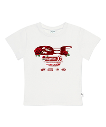 レッドローズ ESCF ロゴコラージュプリントスリムフィット半袖Tシャツアイボリー